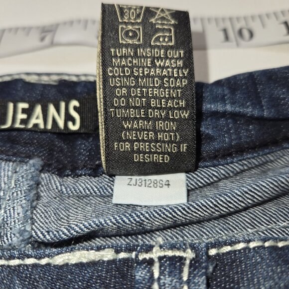 ZCO Womens Embellished Dark Denim Jeans 3 Rhinestone 26 X 30 Stretchy Straight - Picture 5 of 8